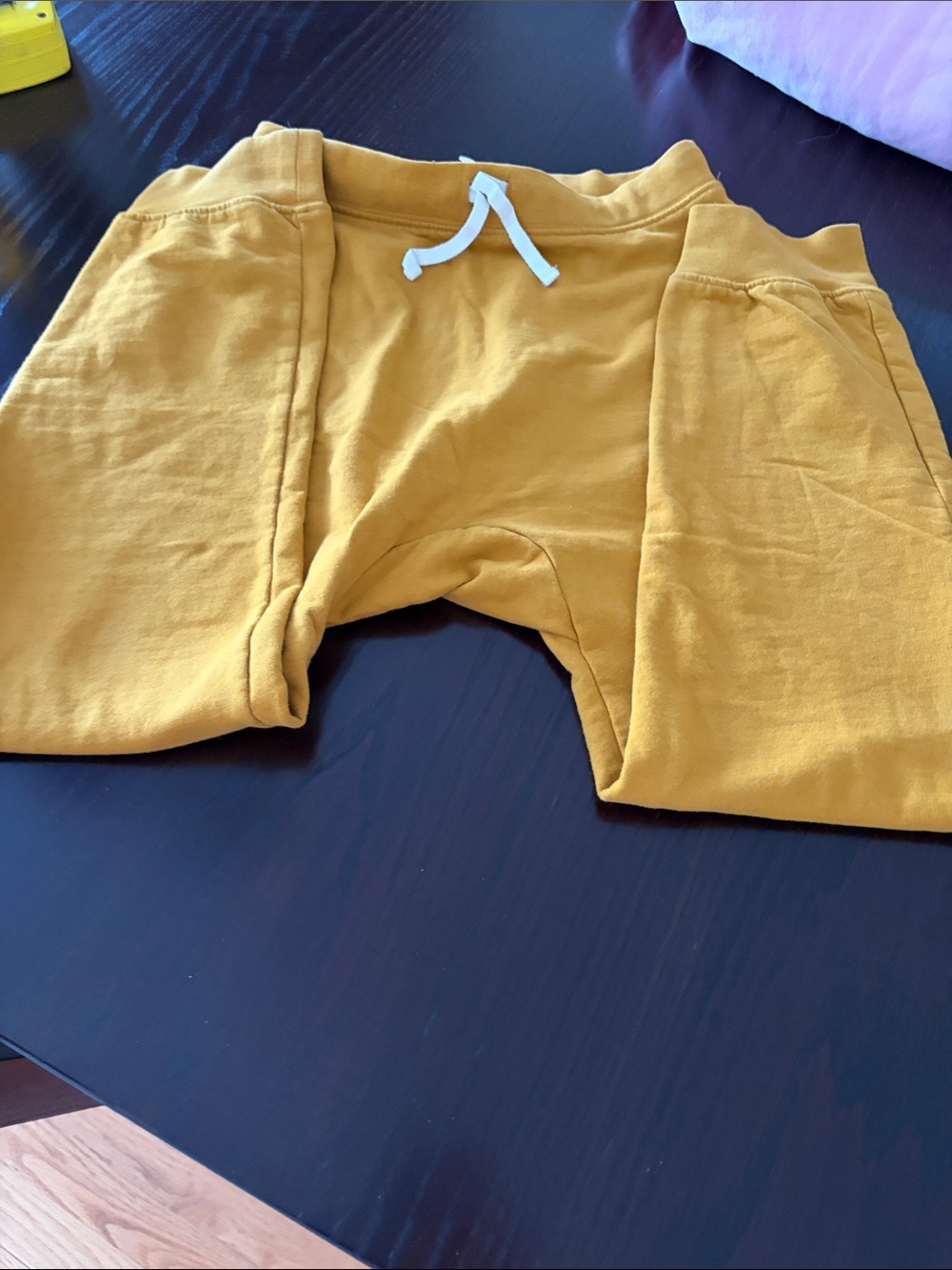 Kids Mustard Drawstring Joggers with Pockets